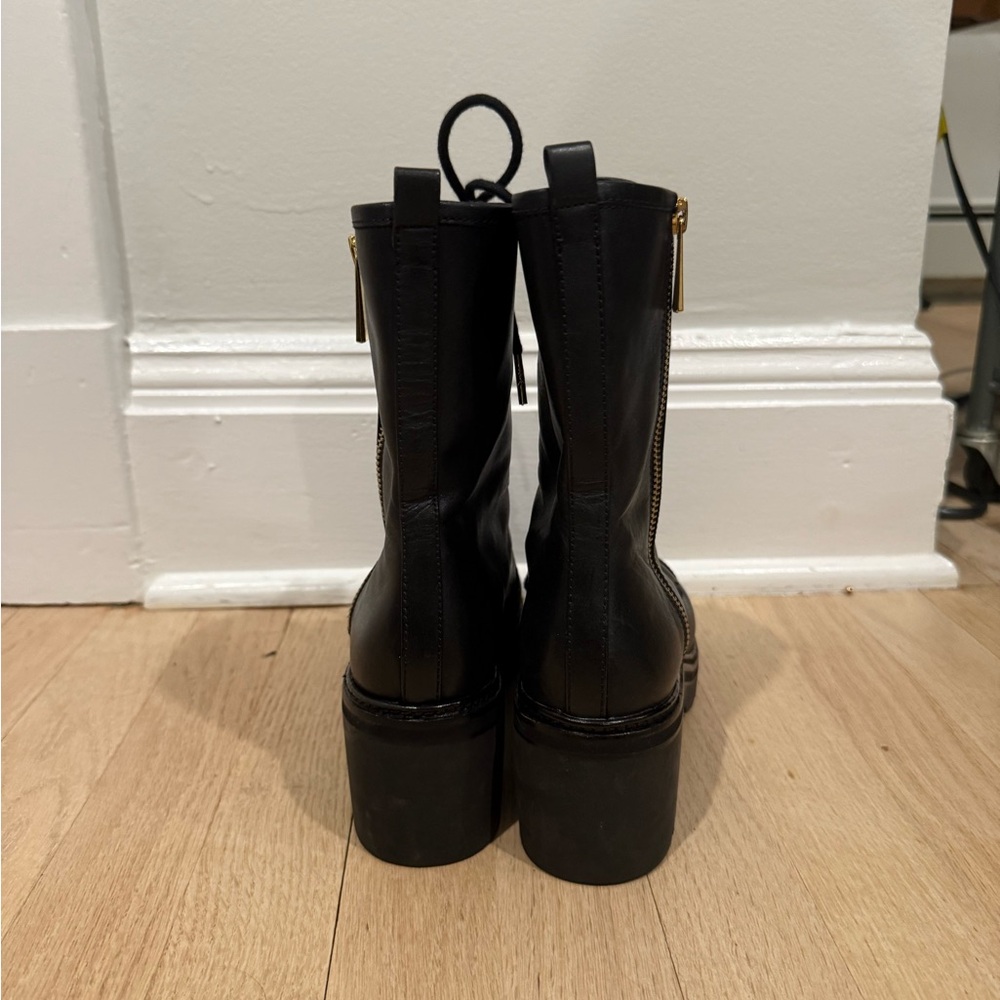 Michael Kors Black Leather Lace-Up Boots - Picture 7 of 8